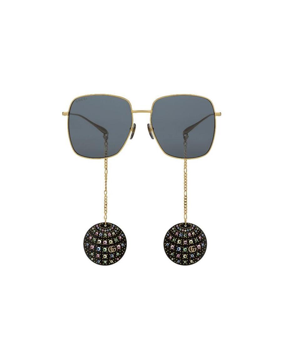 Gucci Disco Ball-charm Square-frame Sunglasses In Gray