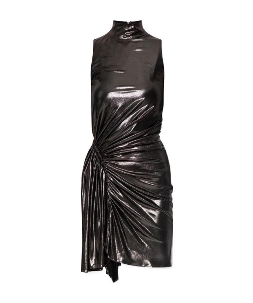 Balmain Ruched Sleeveless Mini Dress In Black