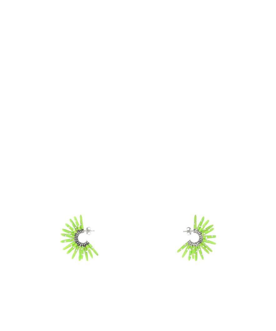 Bottega Veneta Woman Acid Green 925 Silver Cone Earrings In Green