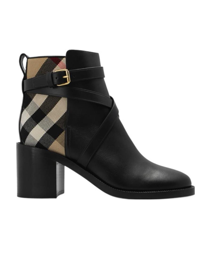 Shop Burberry House Check Mid-heel Boots In Black