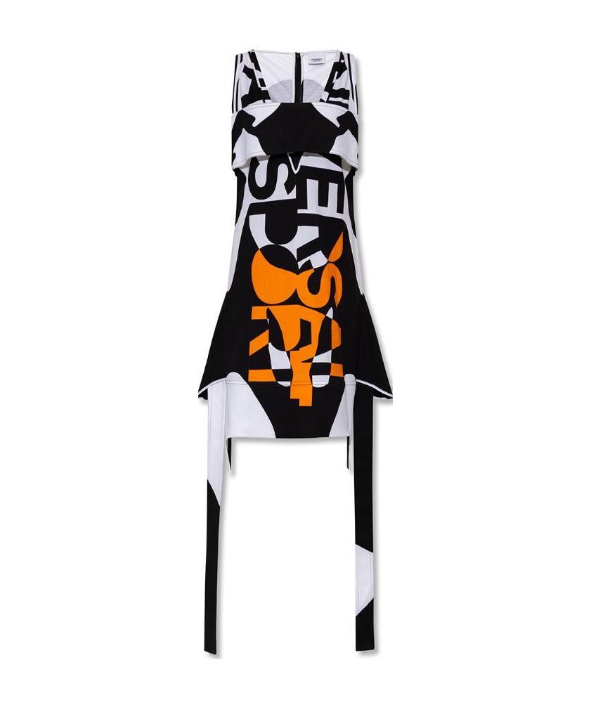BURBERRY PANELLED GRAPHIC PRINT MINI DRESS