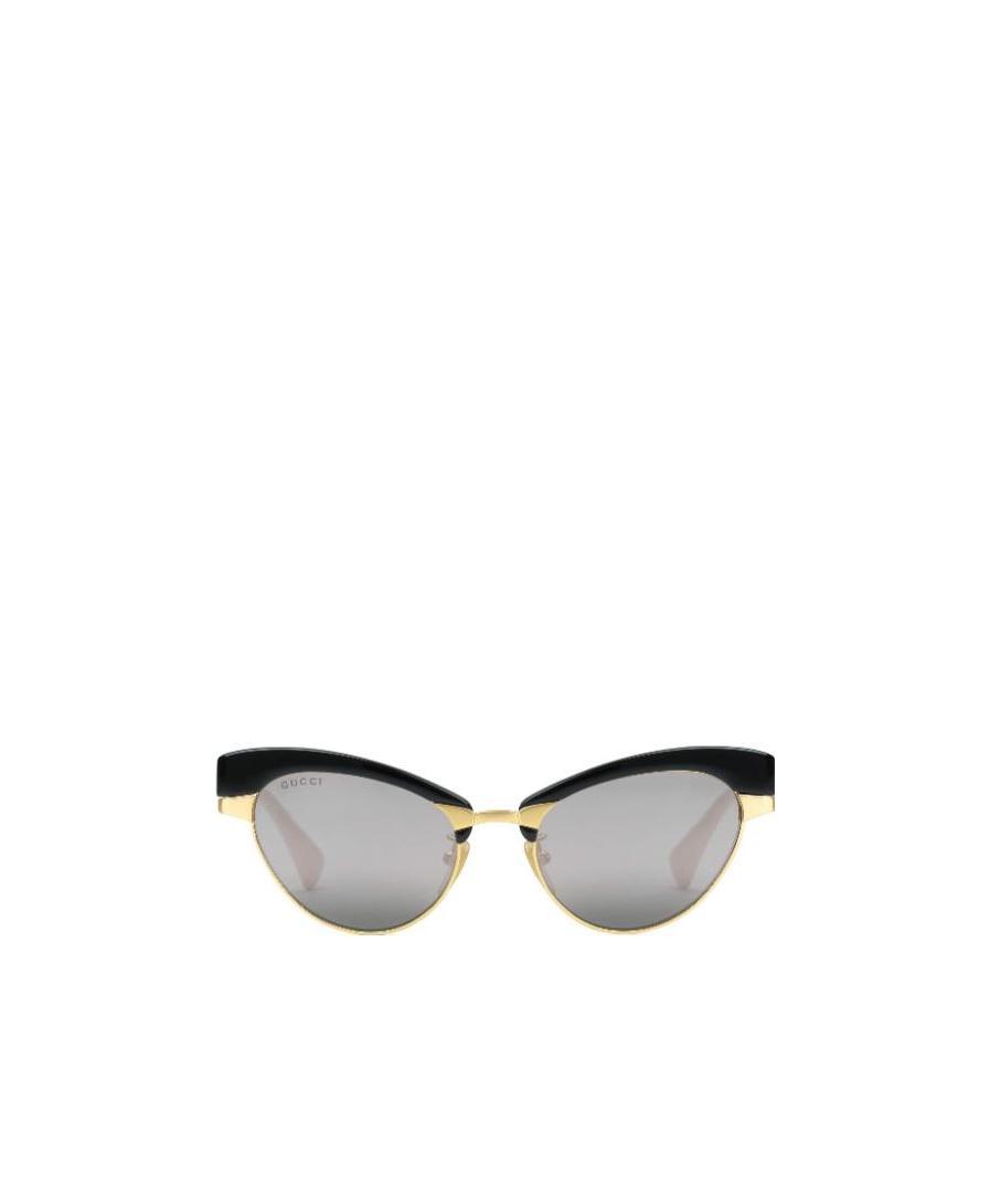 Gucci Interchangeable-rim Oval Sunglasses In Gray