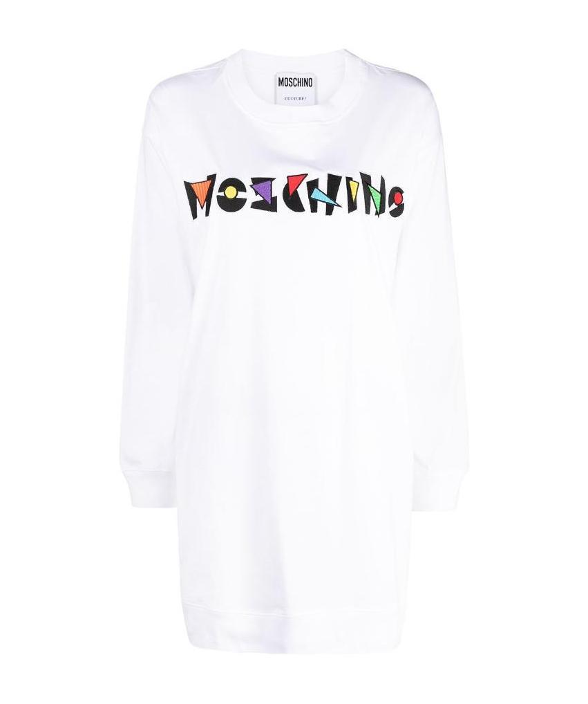 Moschino Logo Printed T-shirt Dress In White