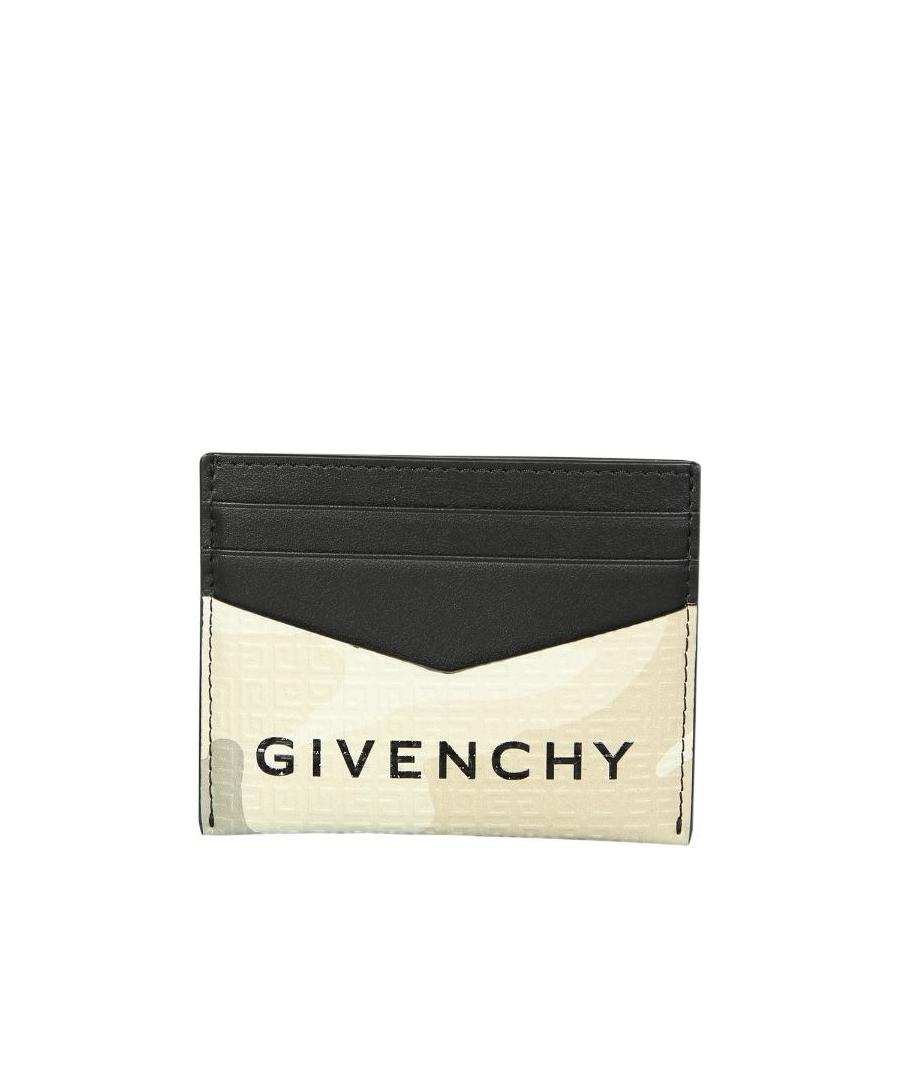 Givenchy 4g Pattern Embossed Calfskin Card Clip In Black