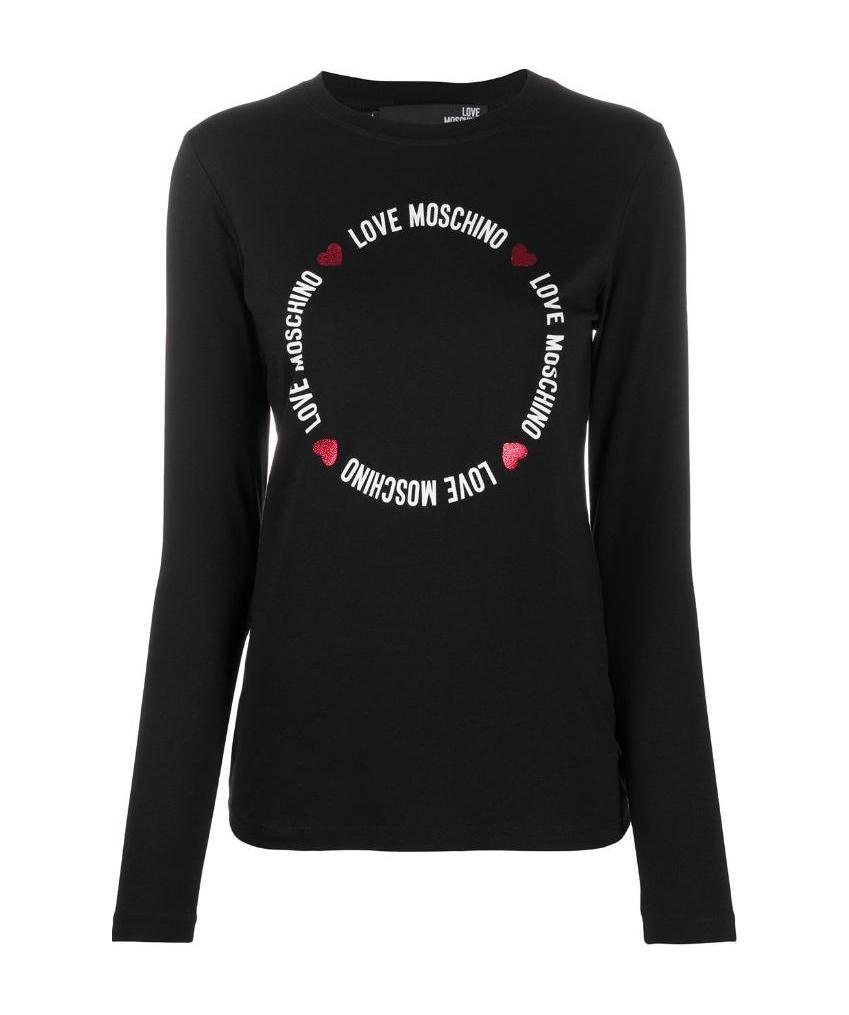 Moschino Logo Long-sleeved T-shirt In Black