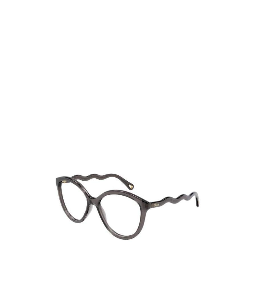 Chloé Wave-arm Round-frame Glasses In Gray