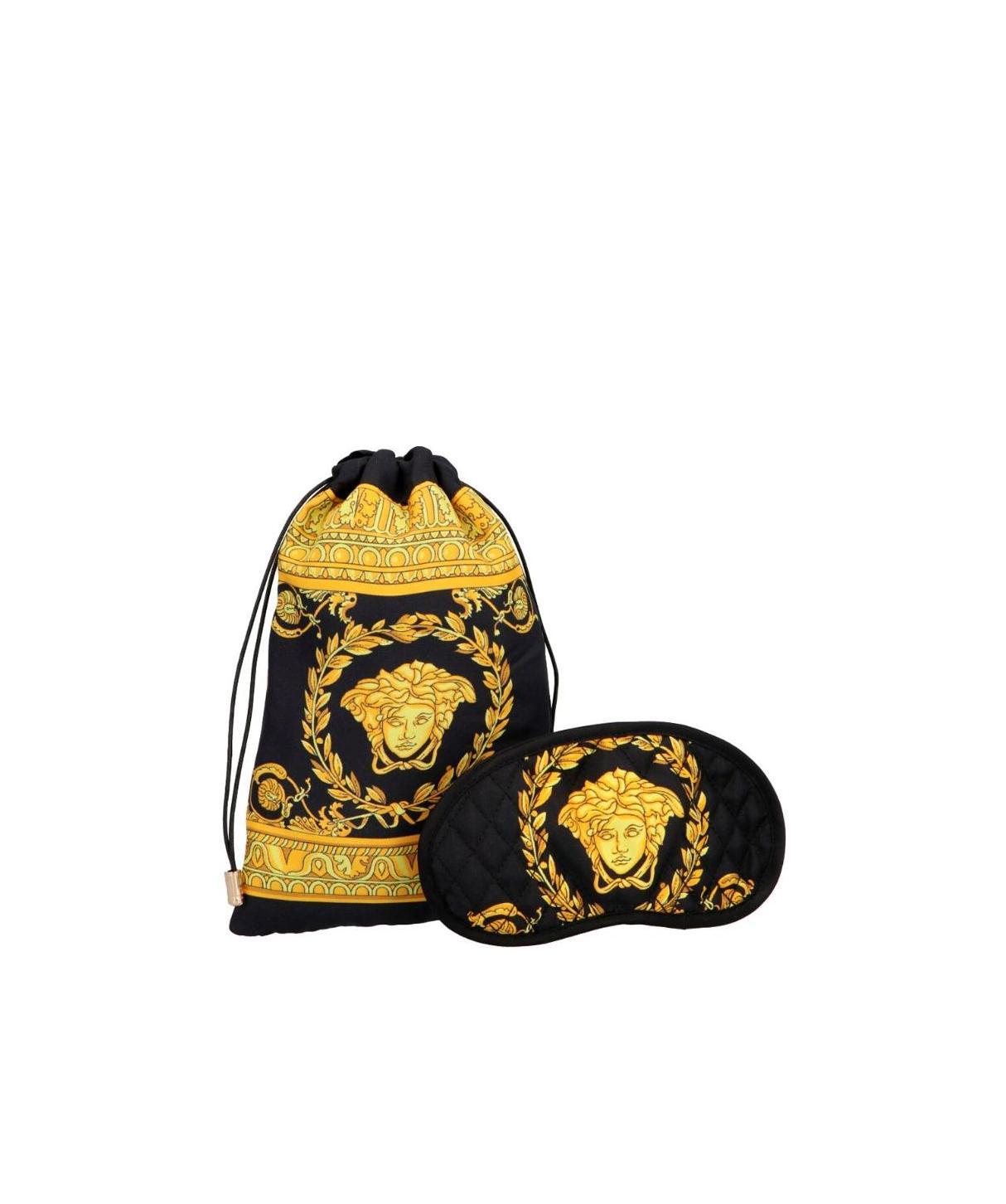 Versace Crete De Fleur Silk Sleep Mask In Black