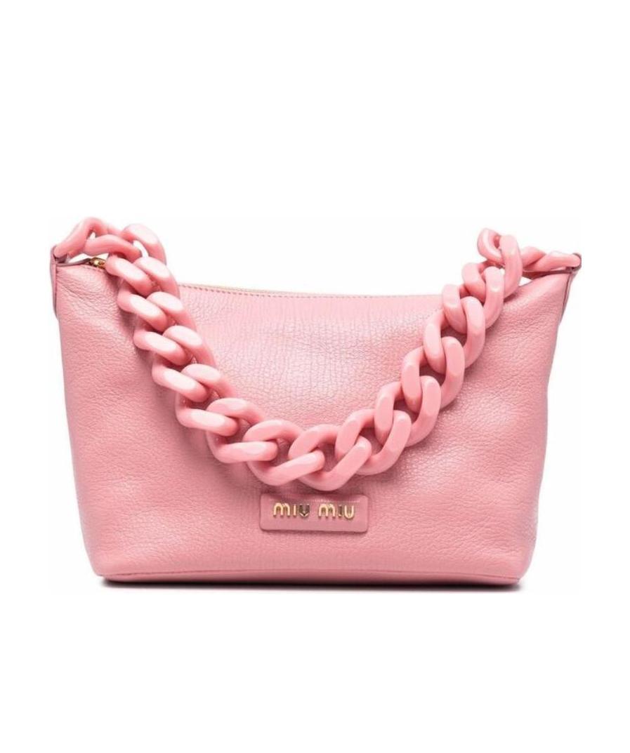 Miu Miu Logo-patch Leather Shoulder Bag In Pink