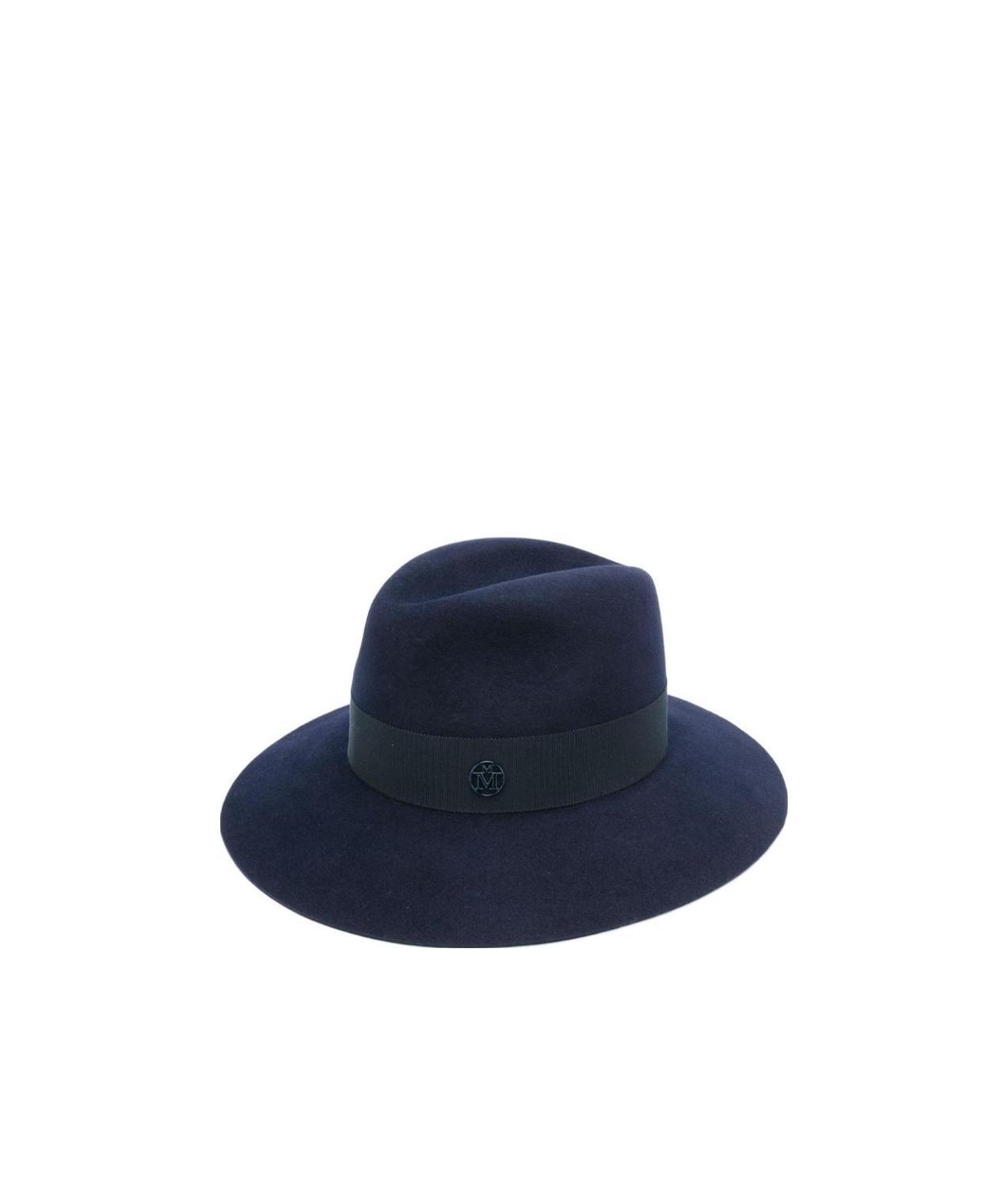 Maison Michel Navy Blue Henrietta Logo Felt Hat