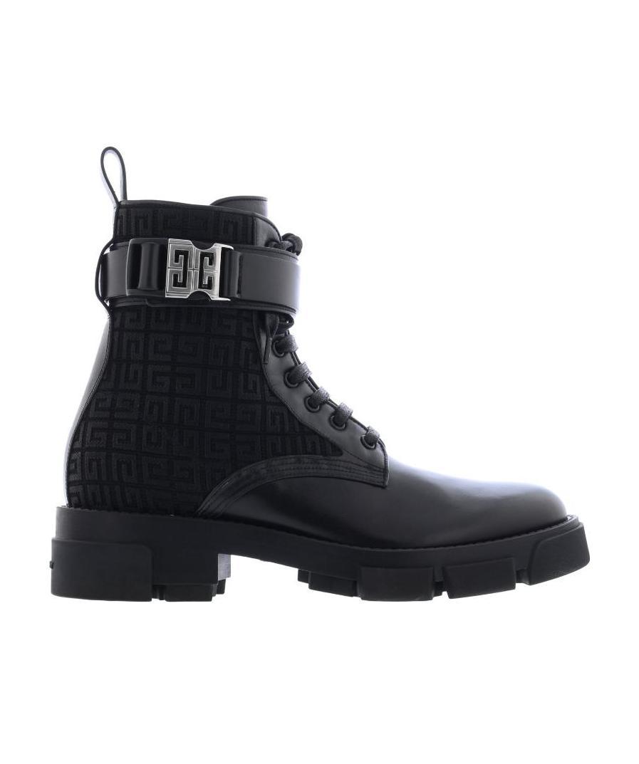 Givenchy Logo Jacquard Lace-up Ankle Boots In Black