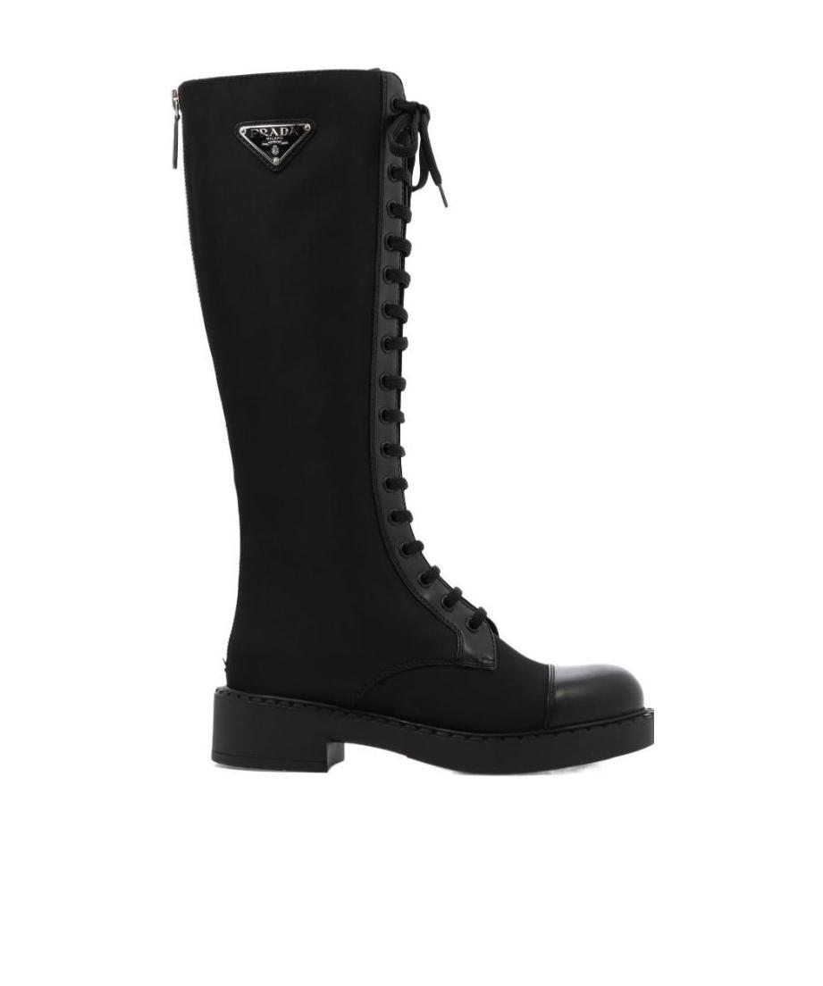 Prada Lace-up Boots In Black