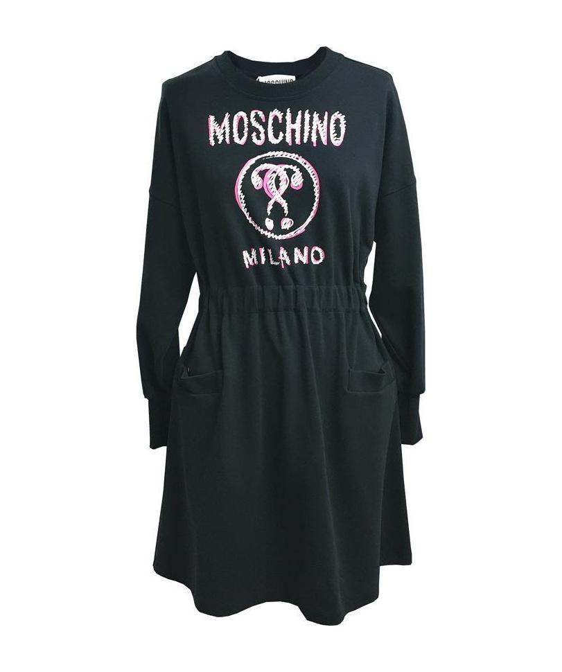 Moschino Logo Printed Dress In Gray