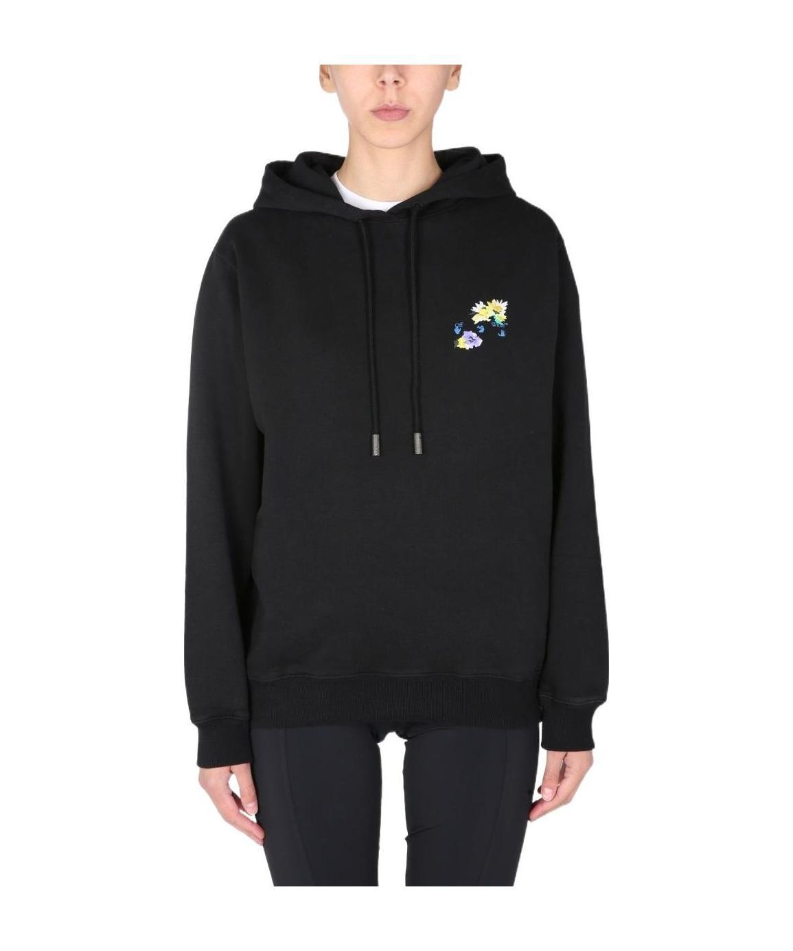 Off-white Check Arrows Hooded Sweatshirt In Black