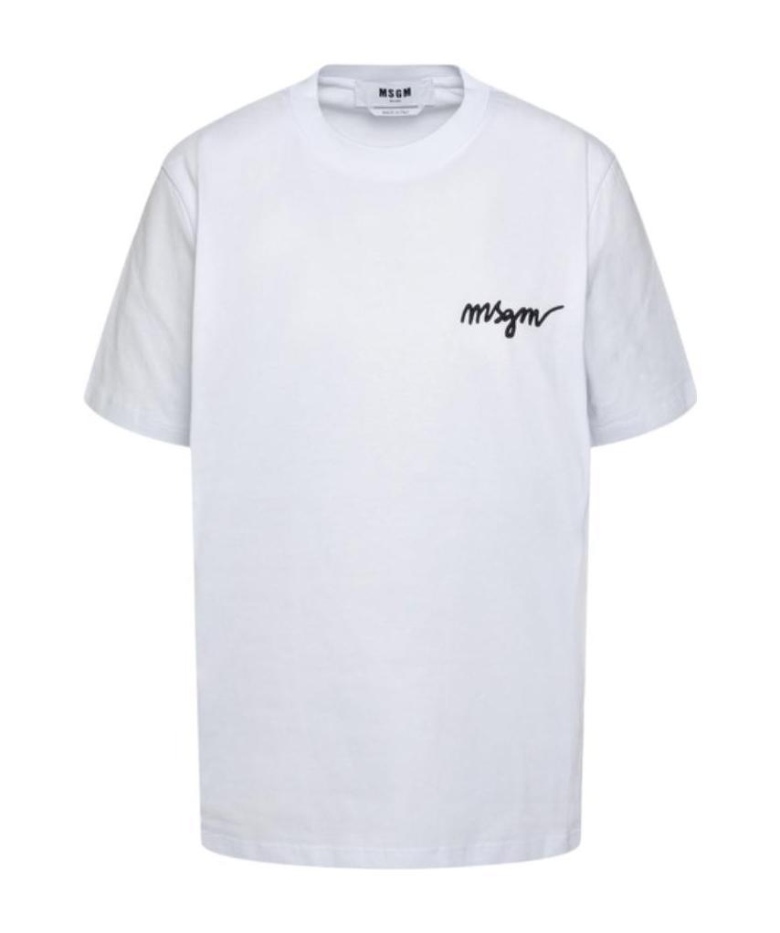 Msgm Timeless Crew Neck Short Sleeve T-shirt In White