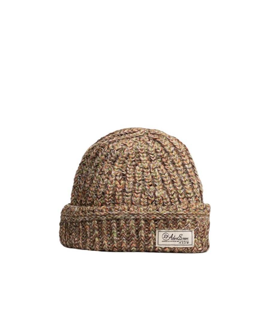 Ader Error Patch Knitted Hat In Brown