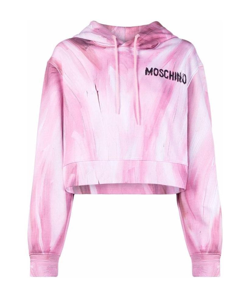 Moschino Women's Sweatshirt Hood Hoodie Painting In Pink