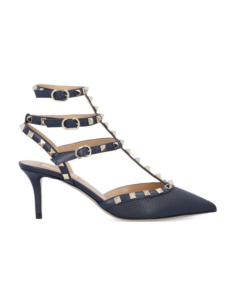 Valentino Rockstud Leather Slingback Pumps In Black