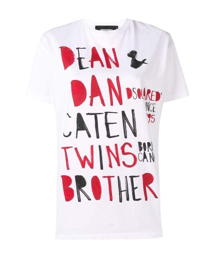 Dsquared2 Graphic Slogan T-shirt In White