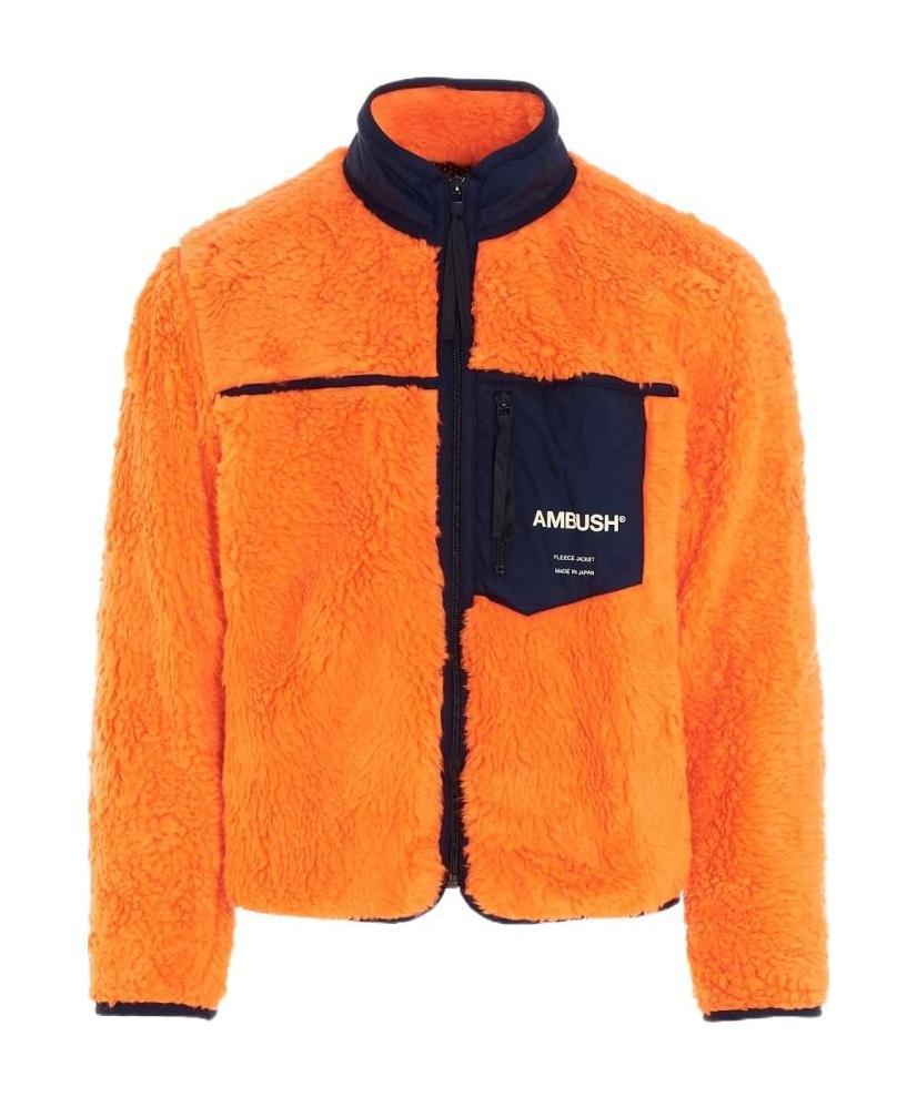 Ambush Zip-up Fleece Sweatshirt In Orange