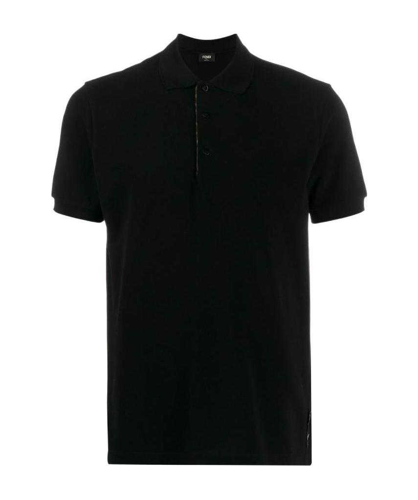 Fendi Black Piqué Polo Shirt In Black