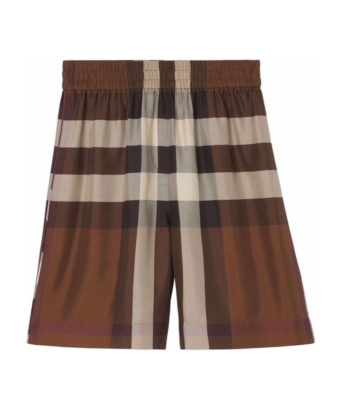 Burberry High-waisted Checked Shorts In Brown