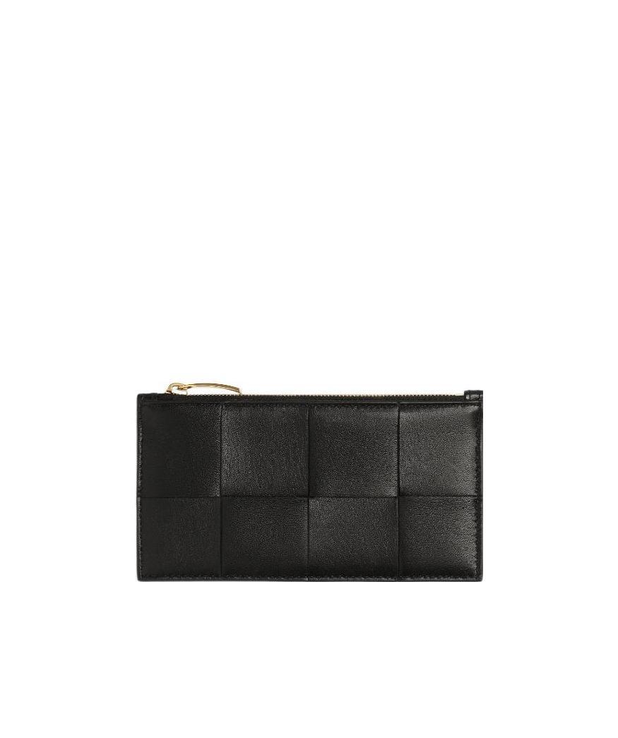 Bottega Veneta Intrecciato Zipped Card Case In Black