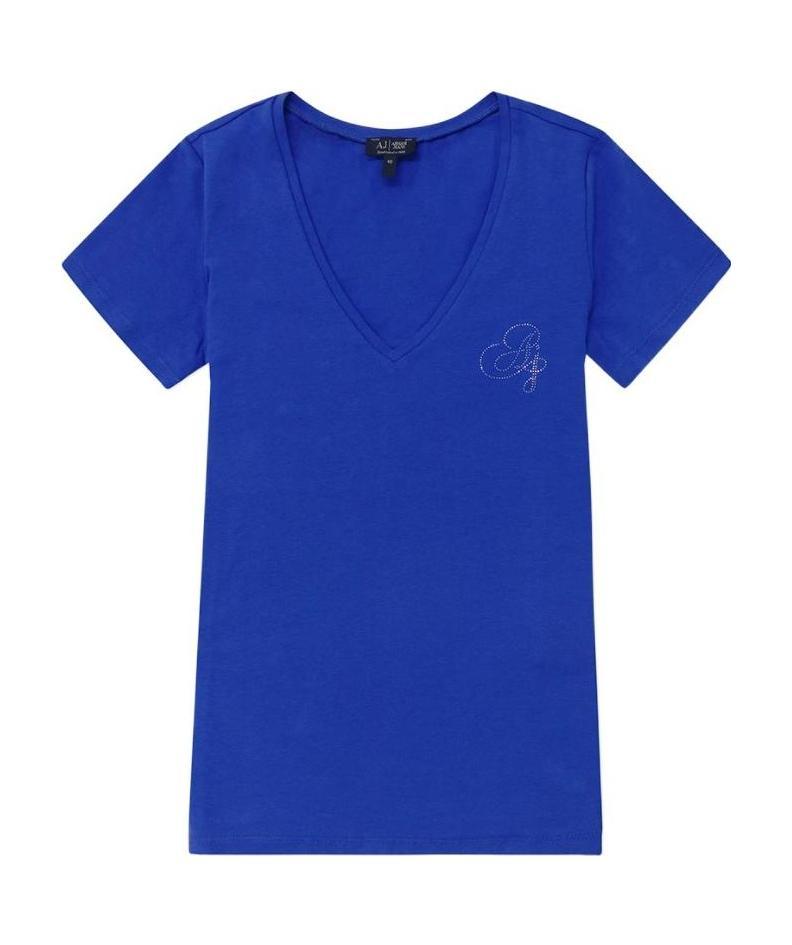Shop Armani Jeans V-collar T-shirt In Blue