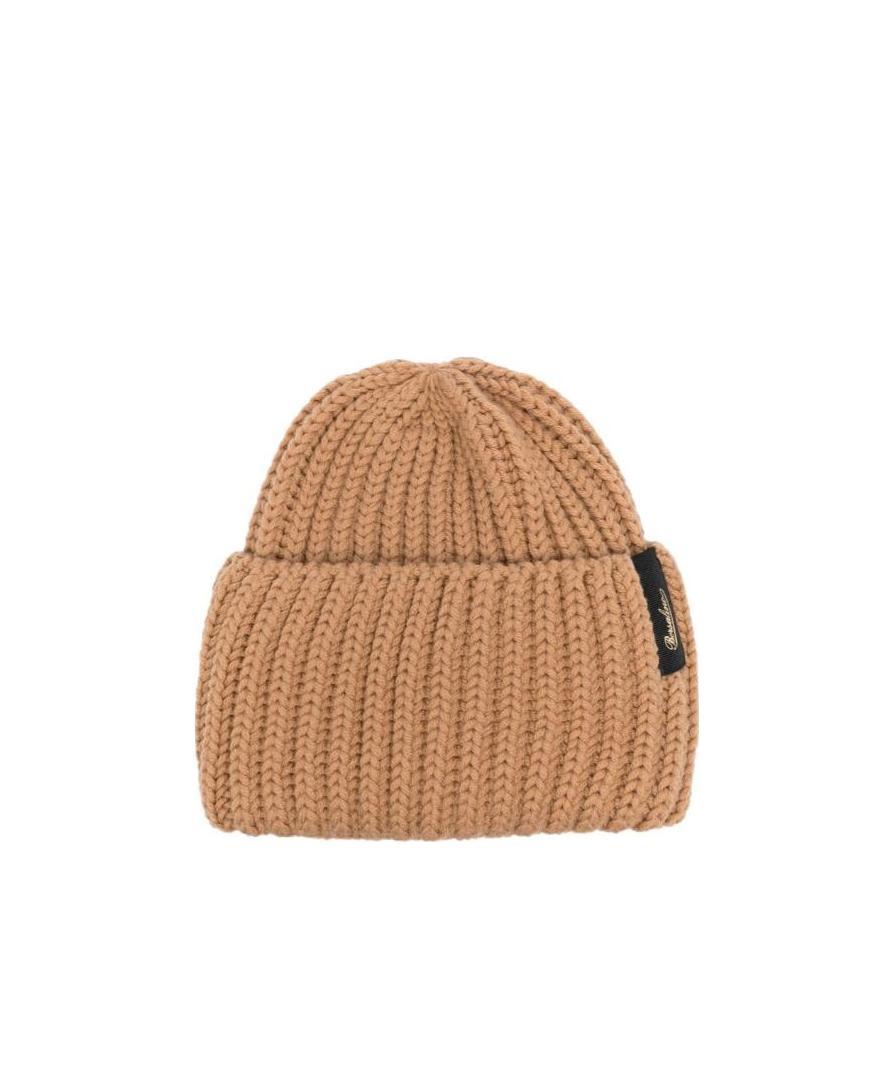 Borsalino Ribbed Cashmere Beanie Hats Beige In Nude