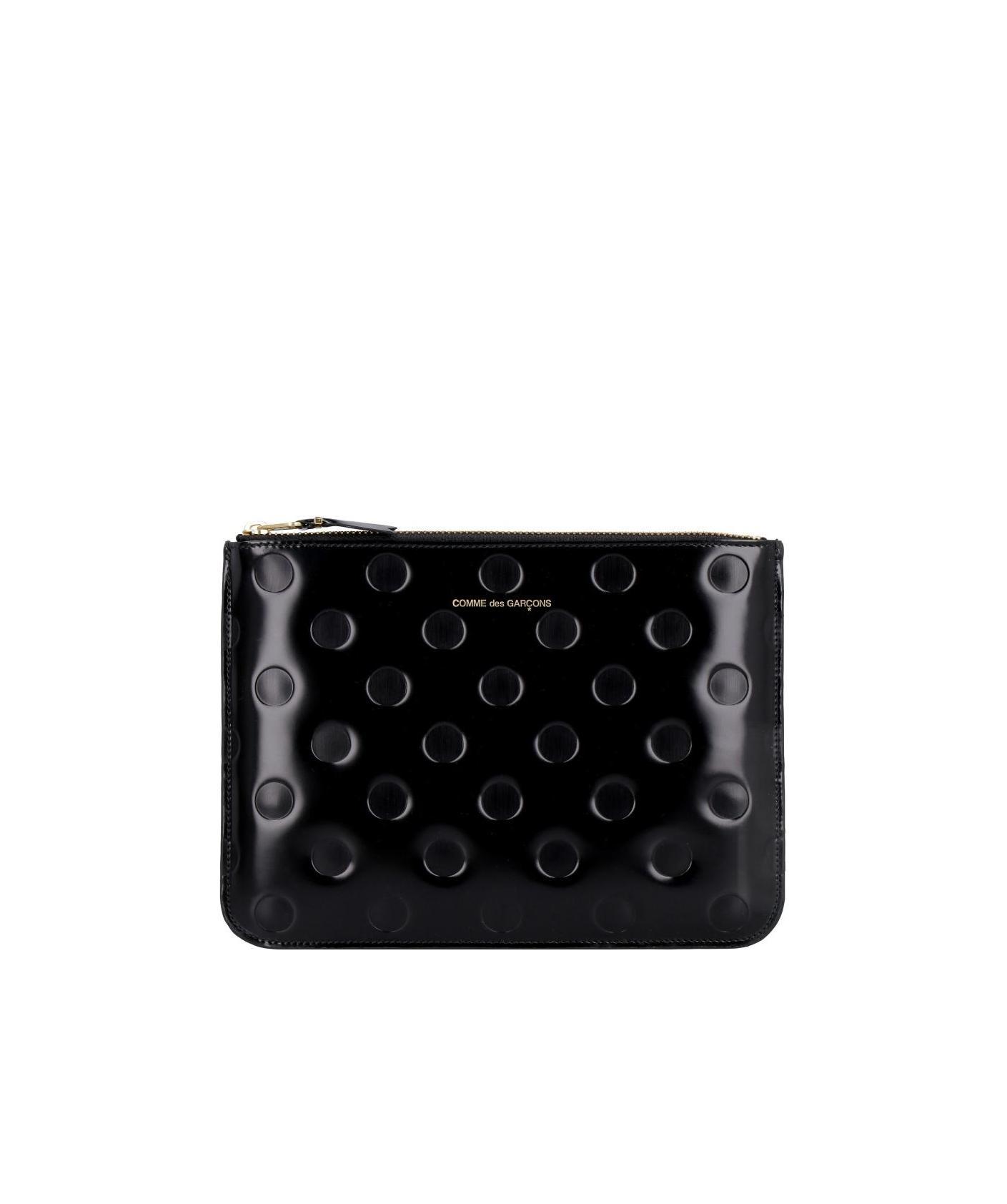 Comme Des Garçons Embossed Polka Dot Zipper Purse
