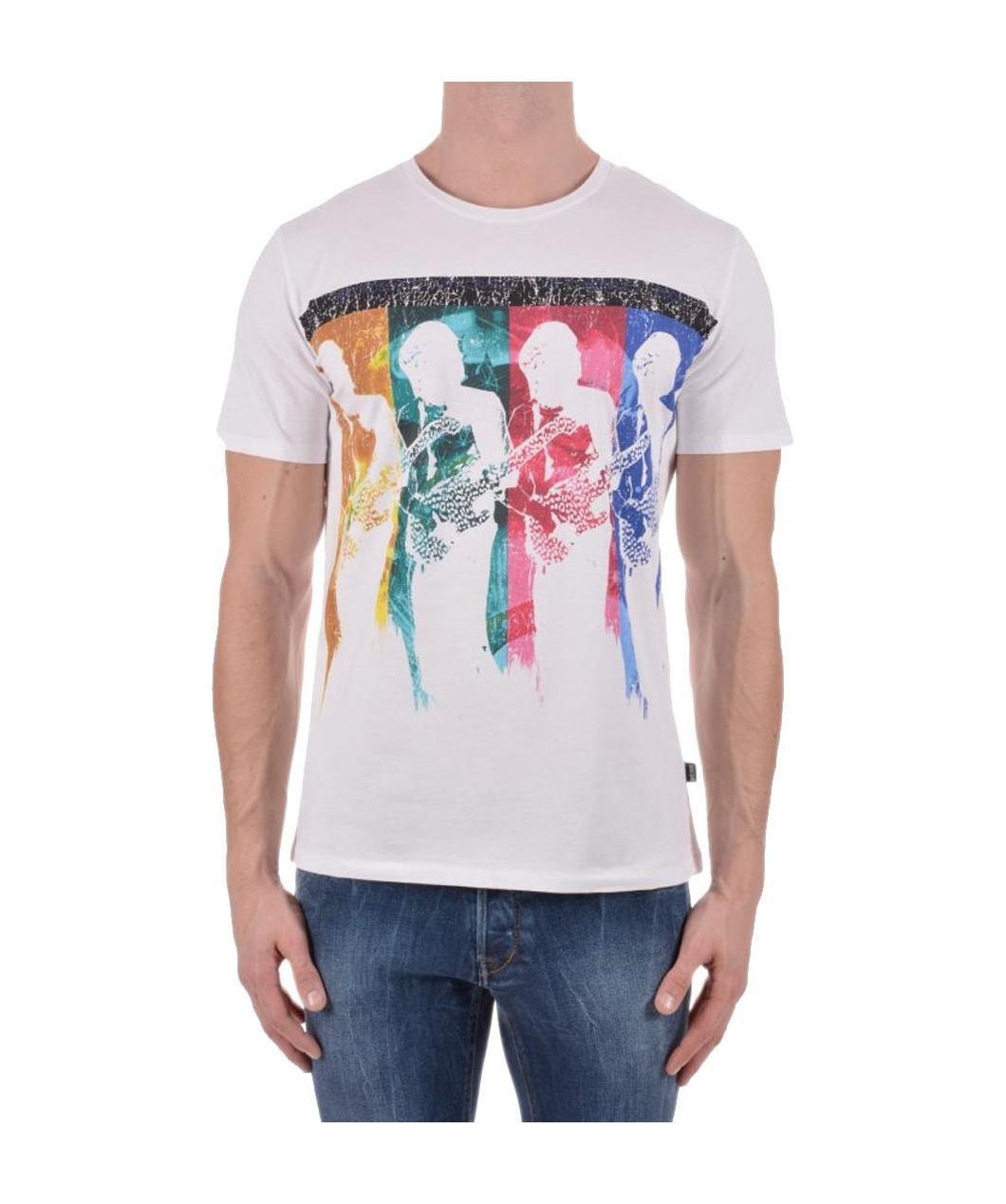 Just Cavalli Graffiti Printed T-shirt In White