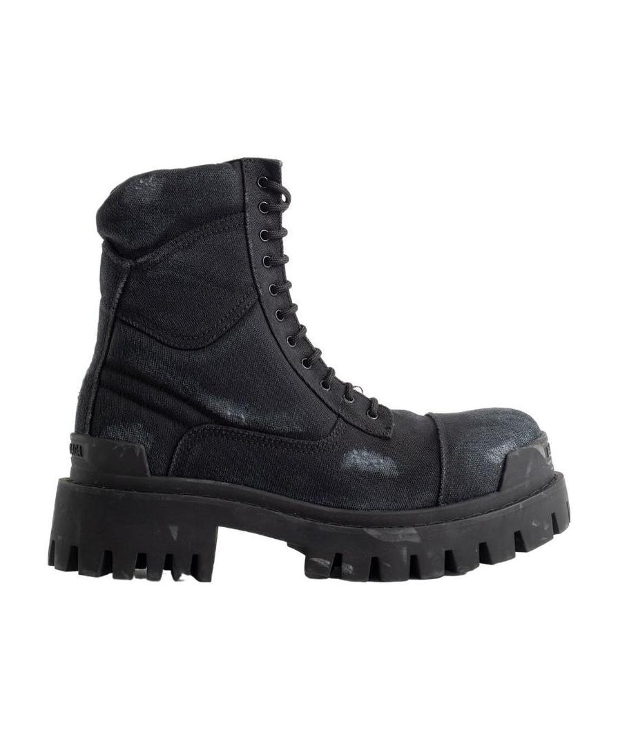 Balenciaga Lace-up Combat Boots In Black