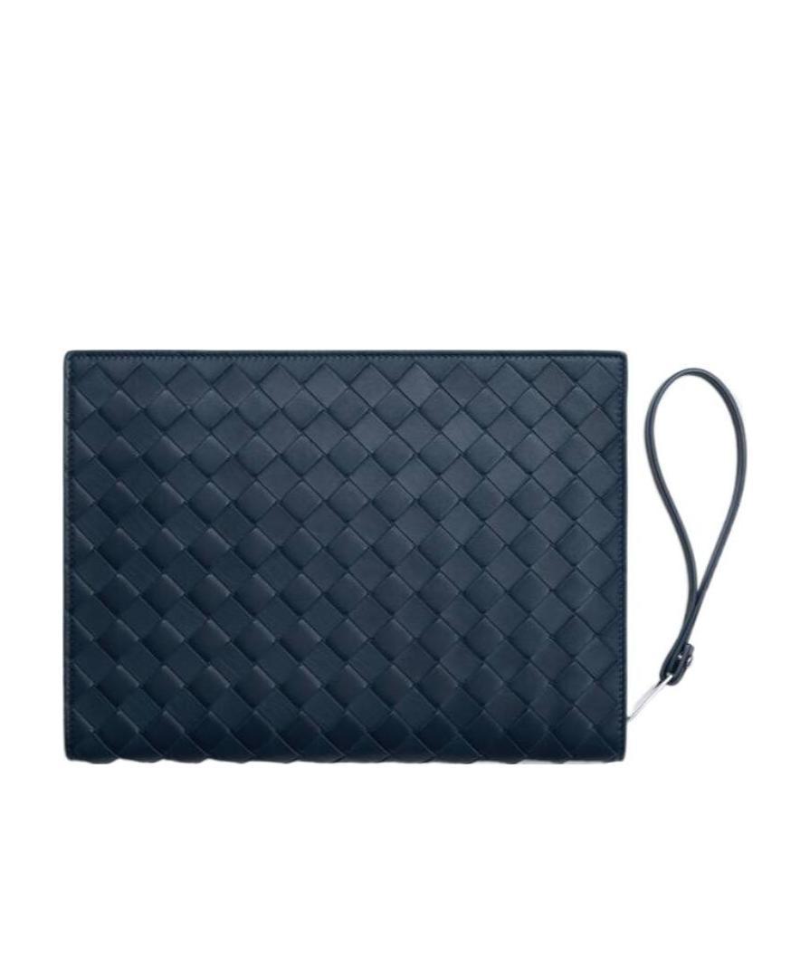 Bottega Veneta Medium Intrecciato Document Case In Blue