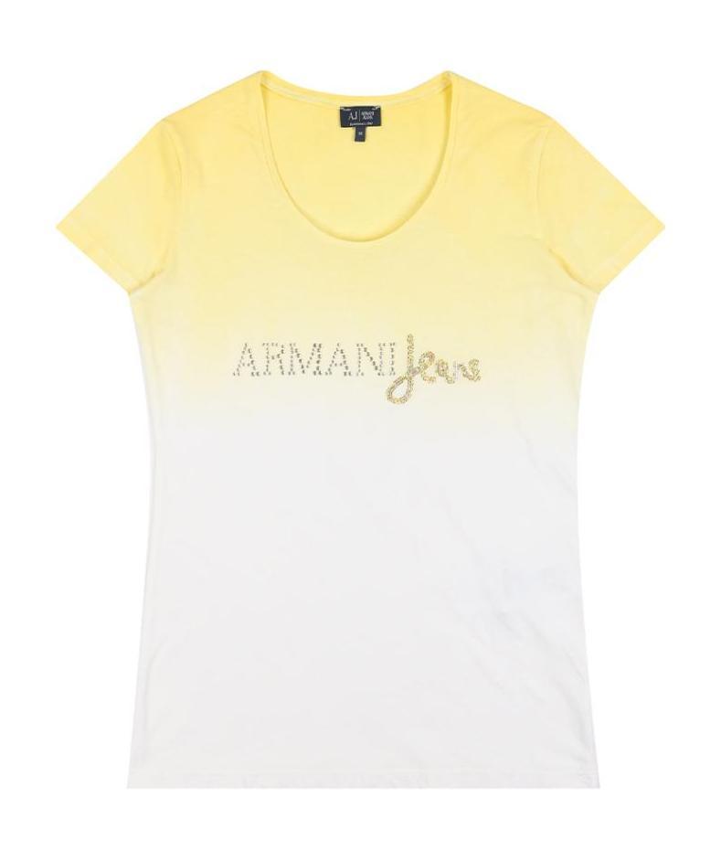 Shop Armani Jeans T-shirt With Round Neck And Short Sleeves In White
