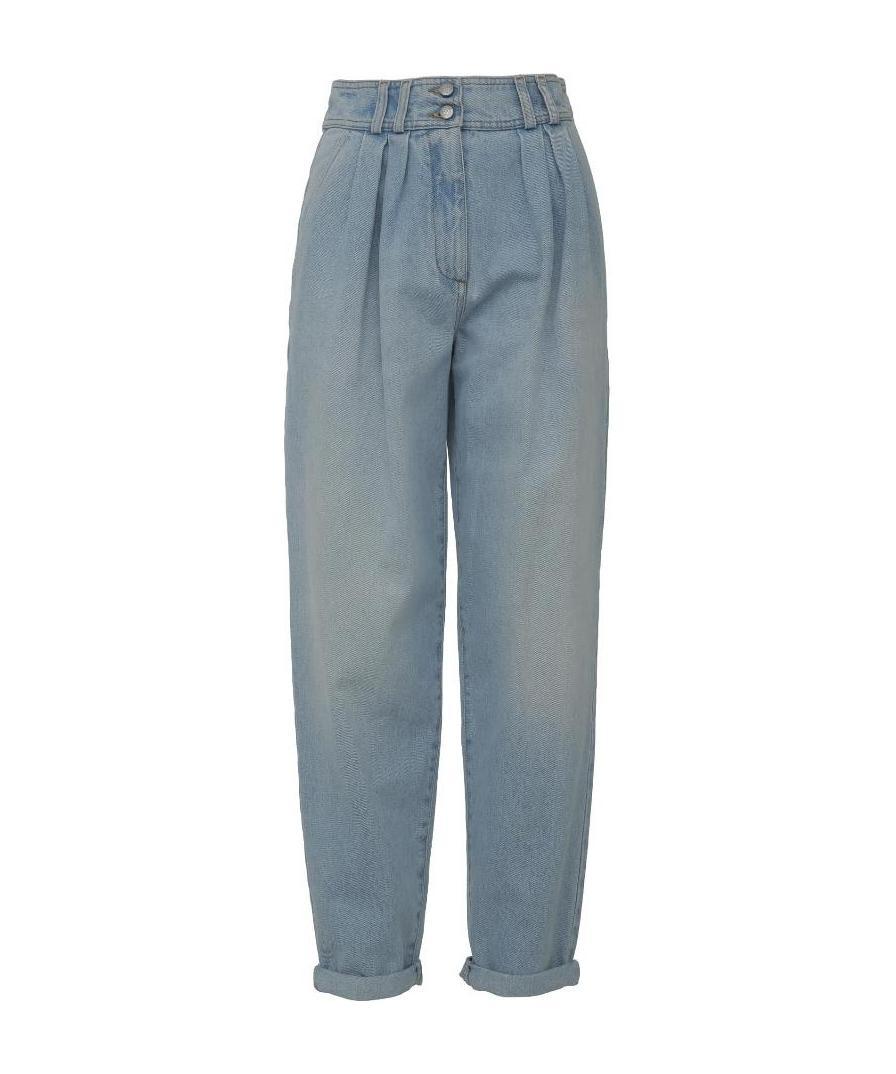 Balmain Pleated Tapered Jeans In Gray