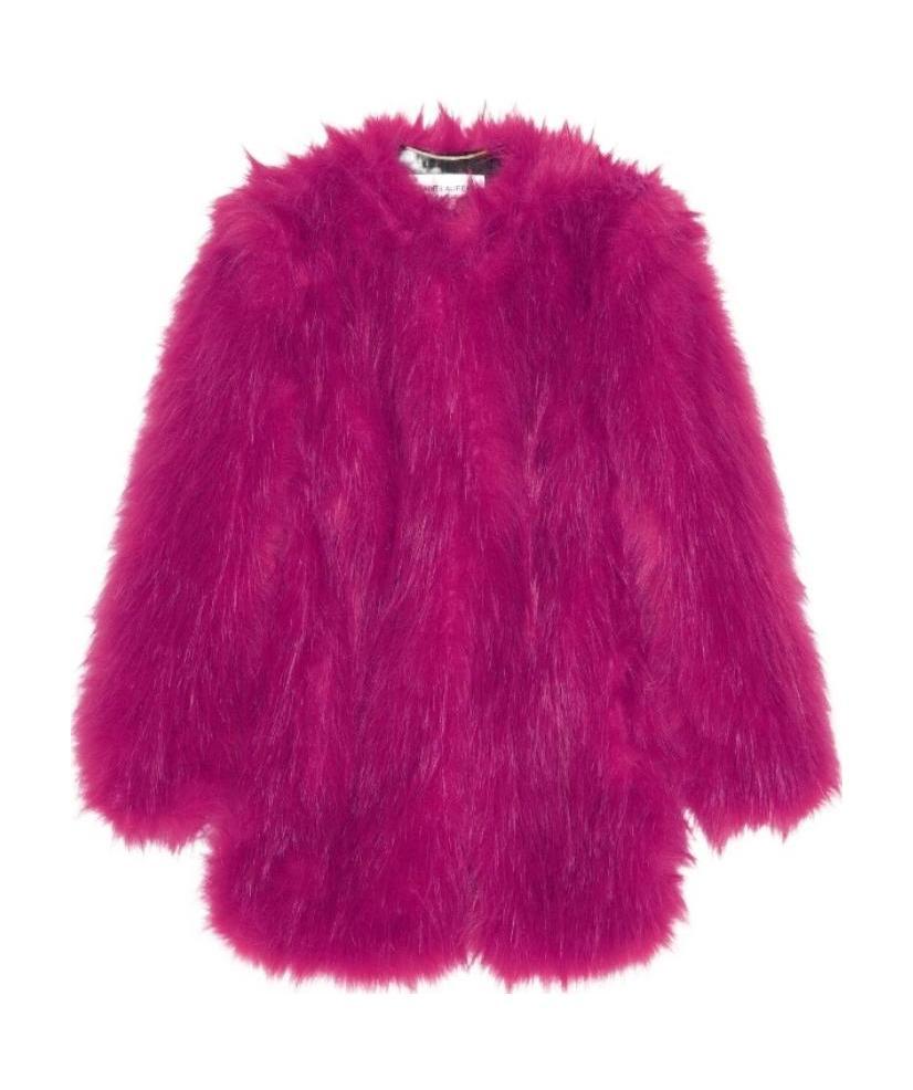 Saint Laurent Faux-fur Coat In Purple
