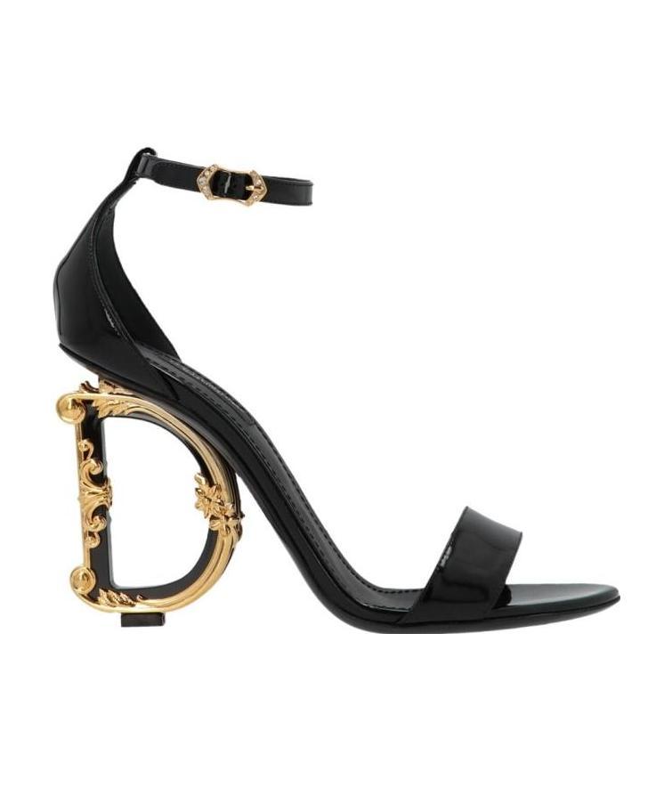 Shop Dolce & Gabbana Baroque Calfskin Sandals In Black