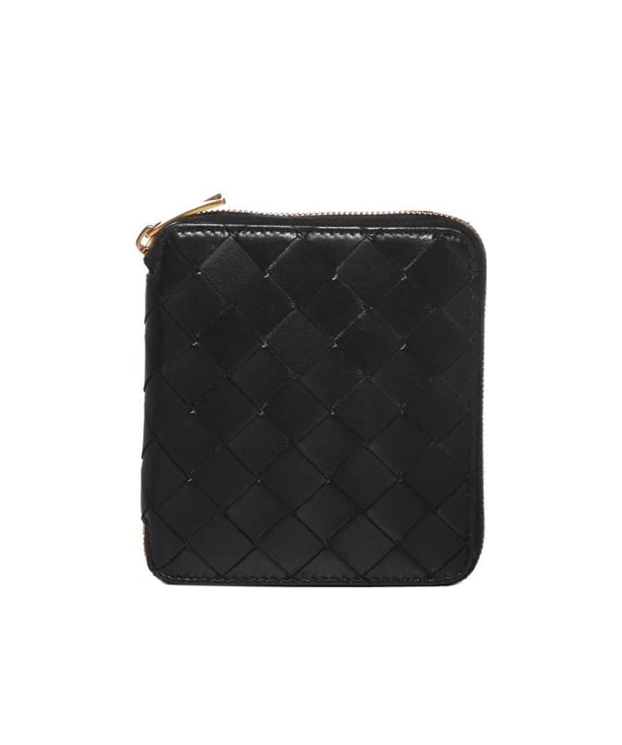 Bottega Veneta Intrecciato Leather Purse In Black