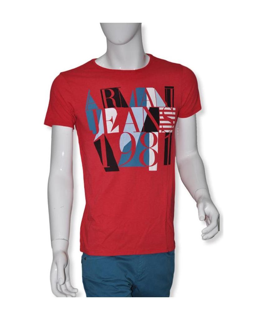 Armani Jeans Logo Details T-shirt In Red