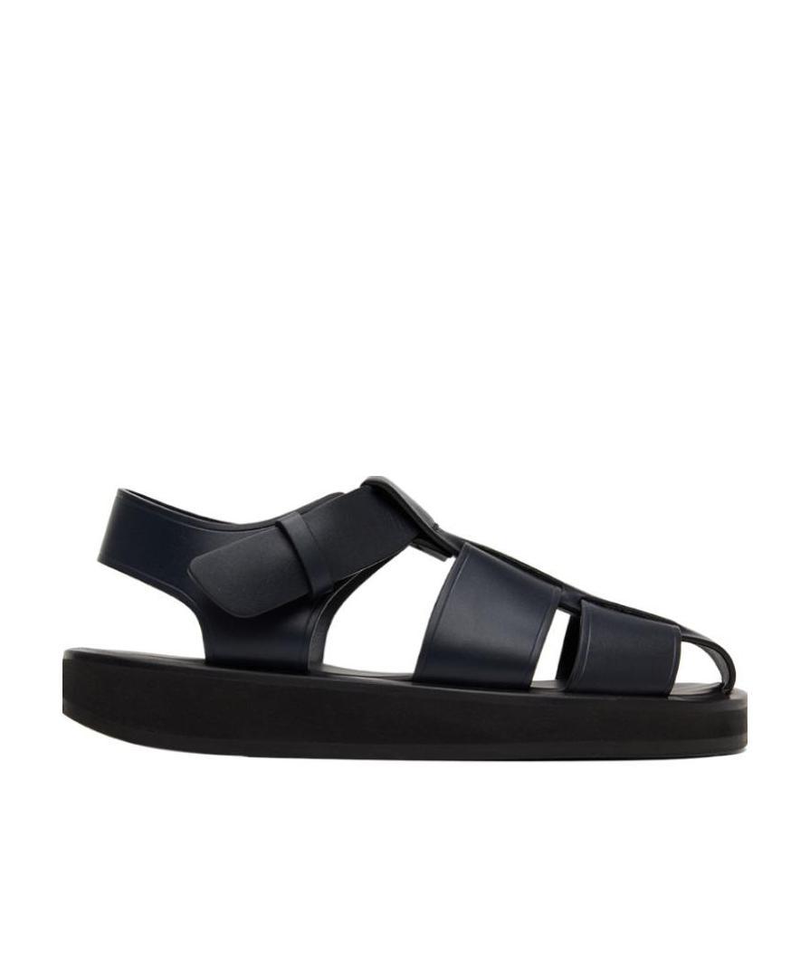 The Row Logo Flat Sandals In Black