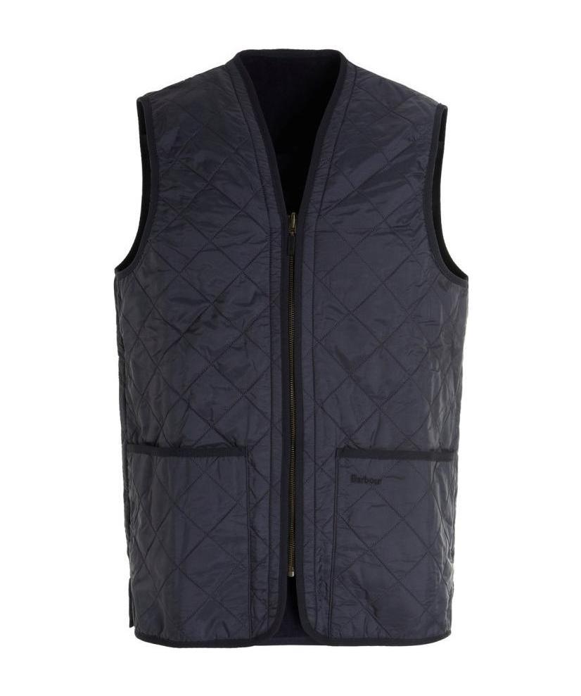 Barbour Navy Blue Padded Waistcoat With Diamond Quilting In Black