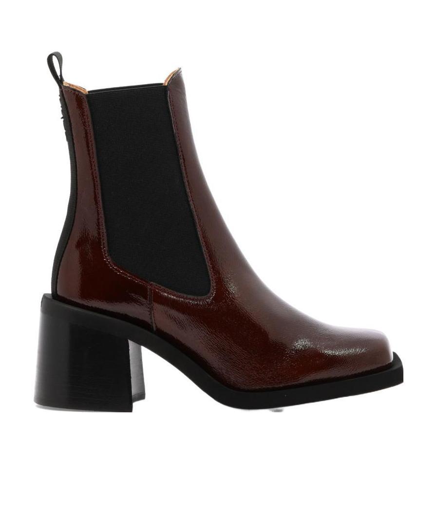 Ganni Brown Heeled Chelsea Boots In Black