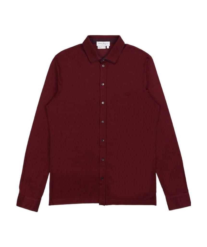Ferragamo Embroidered Shirt With Logo In Brown