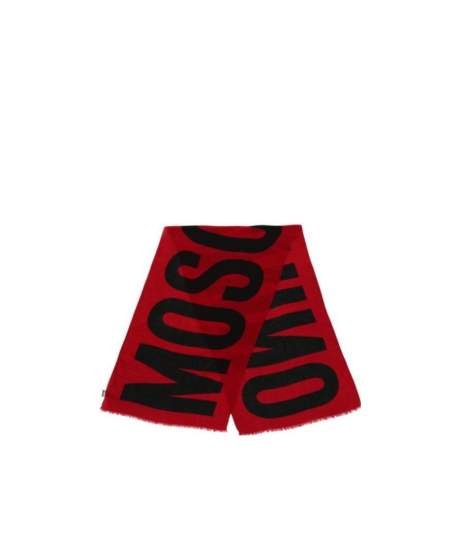 Moschino Logo Wool Scarf In Red