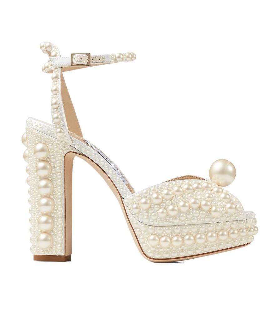 Jimmy Choo Sacaria 120mm Pearly-stud Platform Sandals In White
