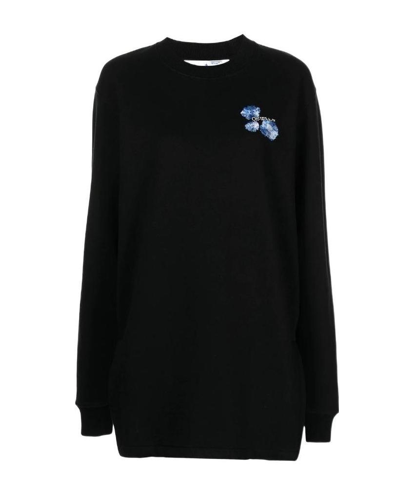 Off-white Carnation Floral Logo-print Sweatshirt Dress In Black