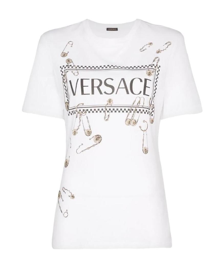 Versace Yang Mi's Logo T-shirt With Round Collar In White