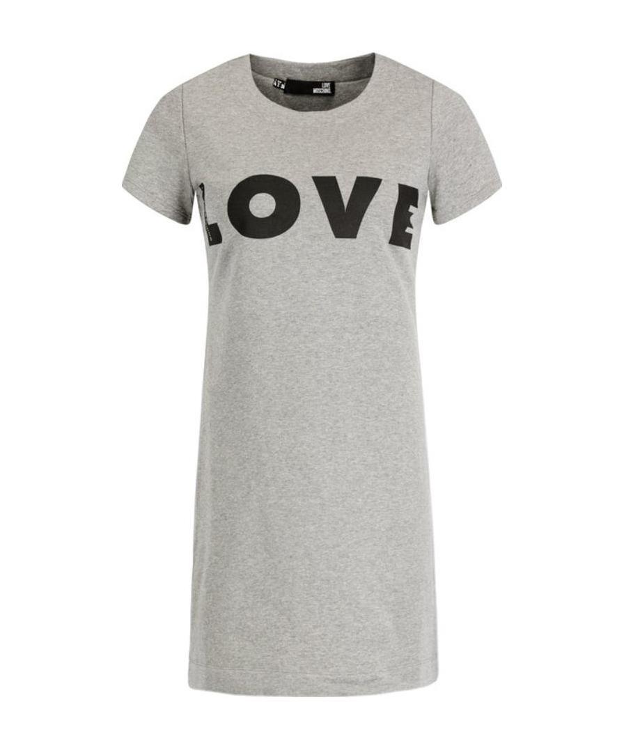 Moschino Logo Details T-shirt Dress In Gray