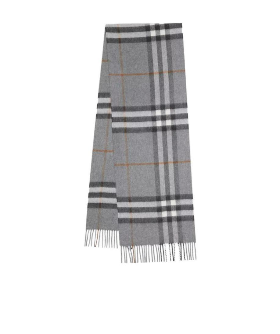 Shop Burberry The Classic Check Cashmere Scarf In Gray