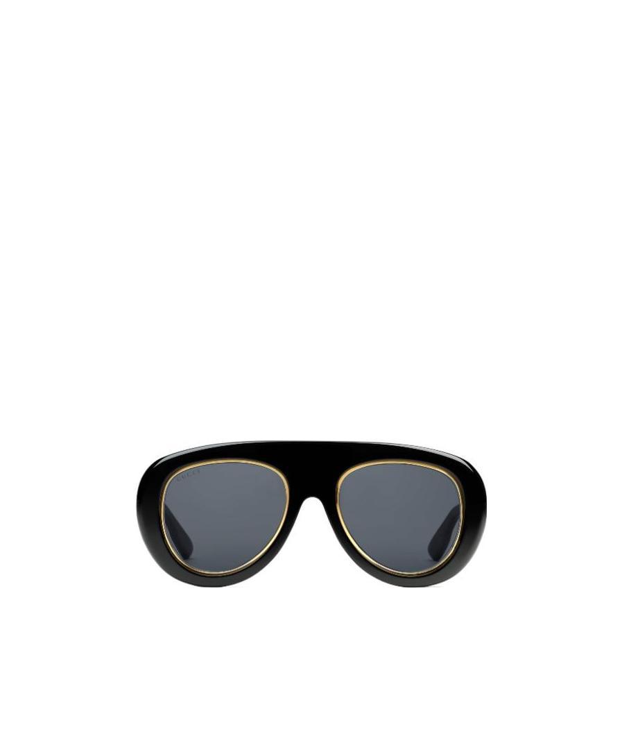 Gucci Black Navigator-frame Sunglasses In 001 Black Gold Grey