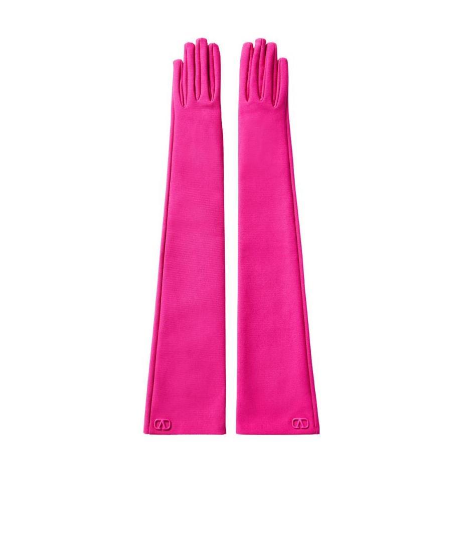 Valentino Vlogo-plaque Elbow-length Gloves In Pink